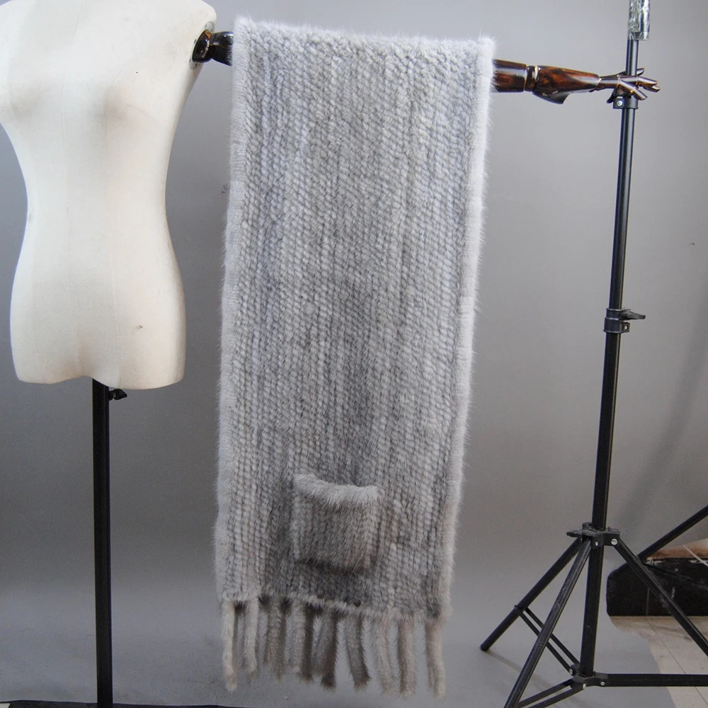 selling long winter warm real mink scarf real mink shawl fashionable womens knitted real mink scarf 241205