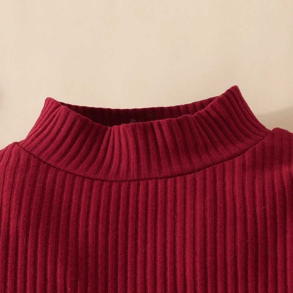 Autumn Baby Girls Clothes Set 0-3 Y Turtleneck Solid Color Top Plaid Skirt and Beret 3Pcs Toddler Christmas Clothes Girls OutfitXJ241205