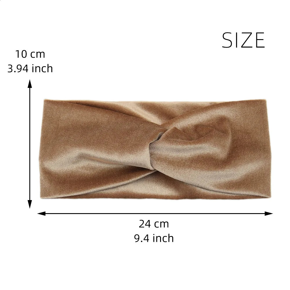 European and American style Golden Velvet Cross Headband For Women Wide Hairbands Yoga Wash Face Headwrap Lady Hair Accessories 241122
