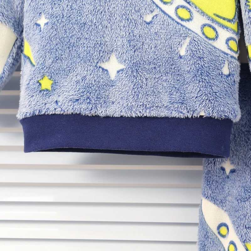 Pajamas Baby Autumn/Winter Plush Night Fluorescent Home Fur Baby Warm Pajama Set Fashionable and Comfortable Child Accessories H241205