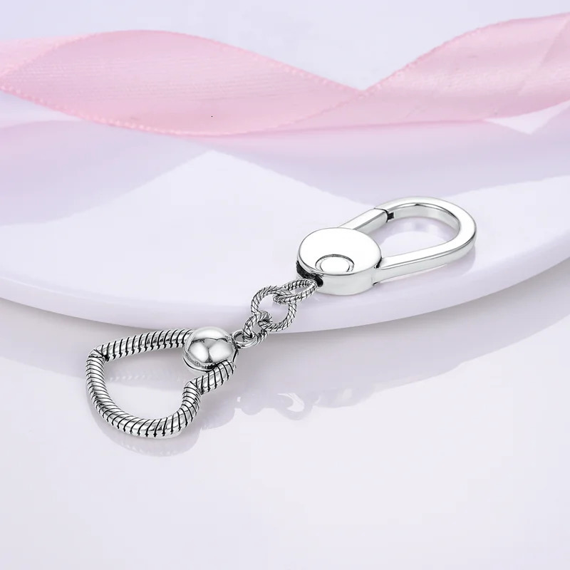 Dangle Charm 925 Sterling Silver Moment Key Ring Small Bag Holder Fit Original For Women DIY Jewelry 241122
