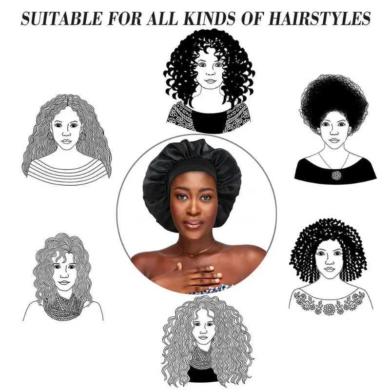 Satin Bonnet Silk Bonnet Sleep C Stay on All Night Hair Wr Cover Slouchy Beanie for Curly Hair Protection for Women and MenXJ241205