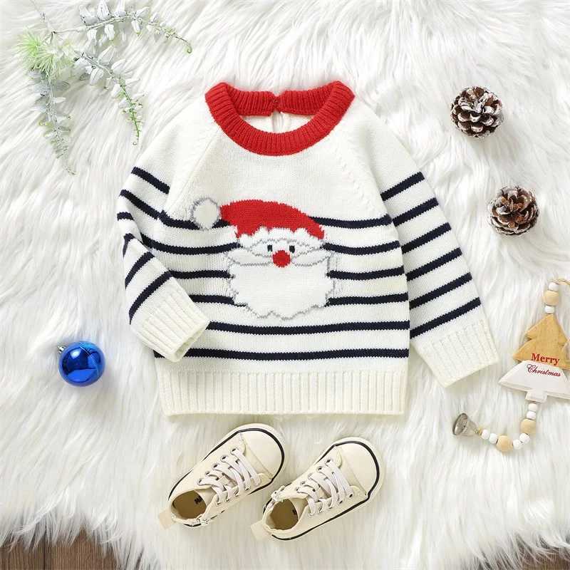 Cute baby reindeer knitted sweater with Christmas snowflake print for warmth long sleeved zipper baby knitting suitable for young children girls and b