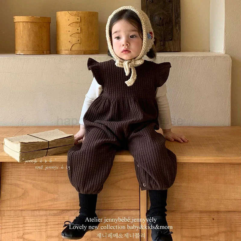 2024 New Autumn 0-3Yrs Toddler Baby Girls Clothing Set Long Sleeved Cotton T-shirt+Corduroy Jumpsuit Newborn Baby Clothing SuitXJ241205
