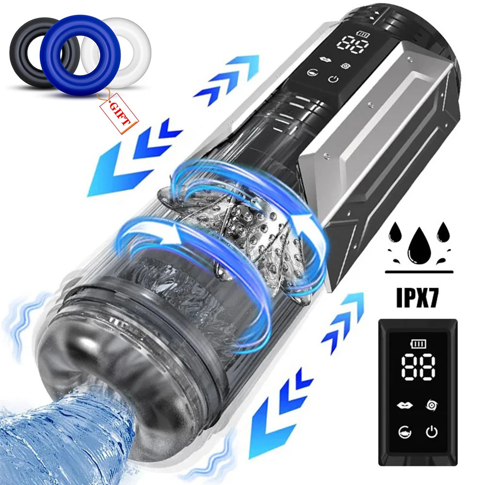 Automatic Thrust Sucking Male Masturbator Vaginal Suction Telescopic Vibrator Sex Toy for Men Masturbation Cup Blowjob Machine 241205