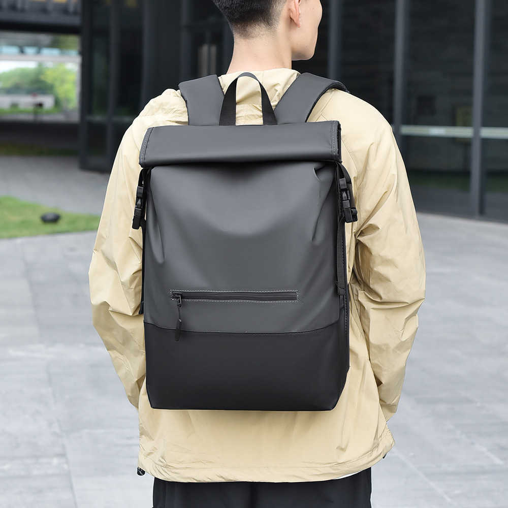 Backpack for Leisure, Fashion, Large Capacity Business Commuting, Computer Backpack, Outdoor Waterproof Roll Top Men's Backpack