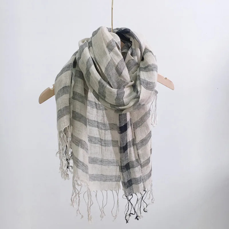 Linen scarf plain weave shawl all season womens shawl 241205