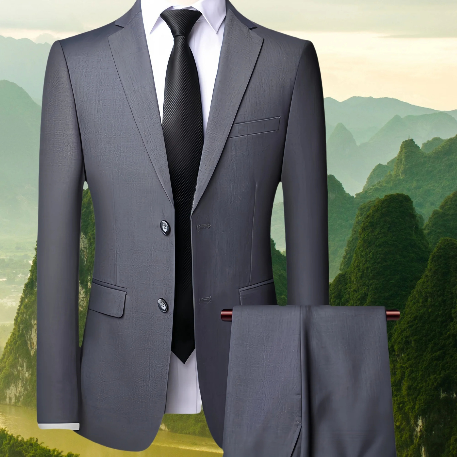 Mens Wedding Set 2-piece JacketPants Fashion Business Formal Classic Clothing Mens Clothing 241130