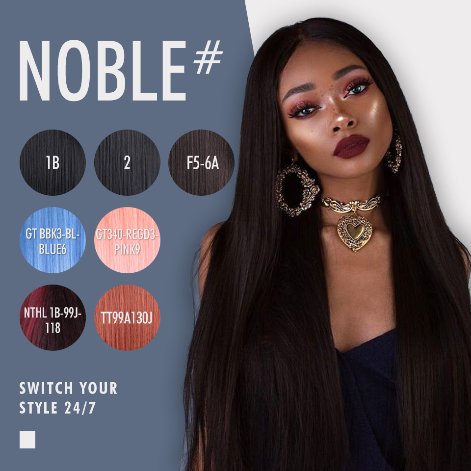 Noble Synthetic For Women 36 Inch Kinky Straight Ombre Wigs Cosplay Lace Front Wig