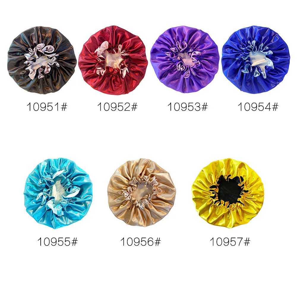 New Solid Color Bonnet Satin Reversible Sleeping C For Women Soft Hair Care Head Wr Cover Night Sleep Hat Chemo CsXJ241205