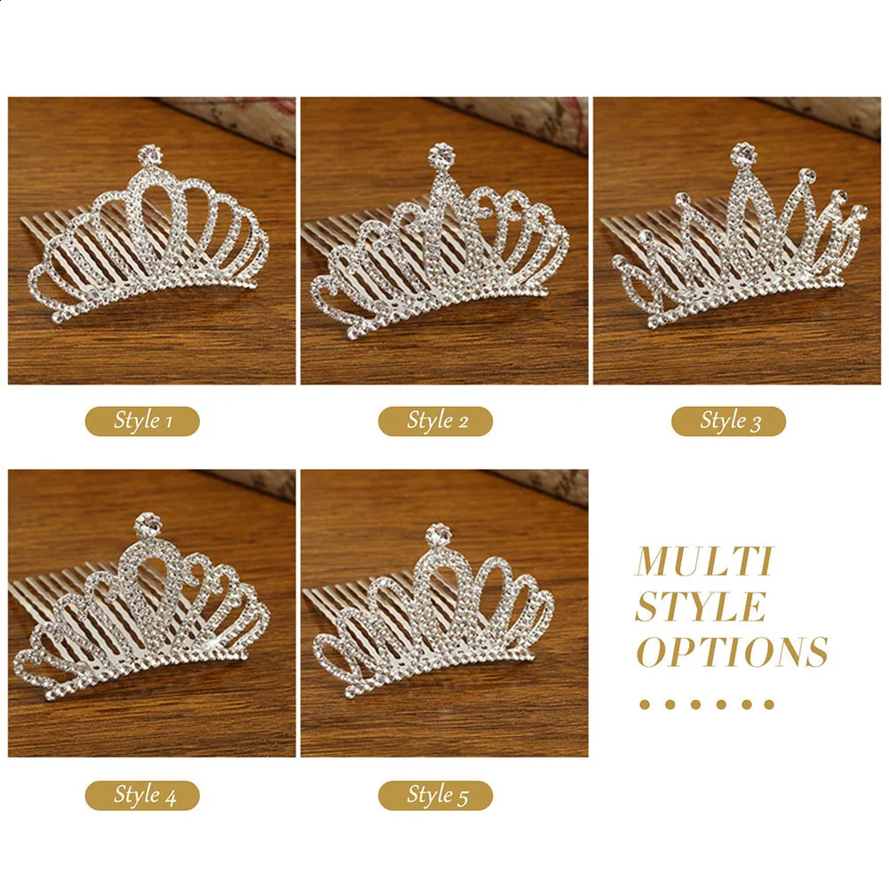 Mini Princess Diadem Simple Tiaras and Crowns with Hair Comb Little Girls Jewelry Shiny Crystal Headbands Fashion Headdress 241122