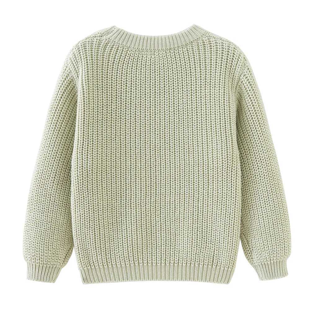 Autumn childrens girls sweaters pure cotton long sleeved baby girls floral round neck childrens knitted underwear W241205