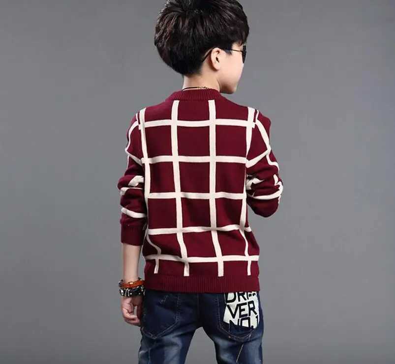2023 Autumn Winter England Sle New Childrens Boys Plain Sweater Coat Childrens Clothing Jacquard Cotton Boys Zipper 4-10Y W241205
