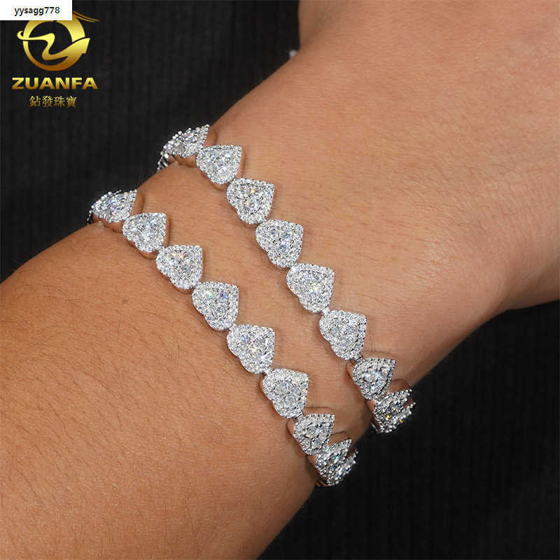 New 925 silver moissanite bracelet 8mm full set hip-hop jewelry for both men and women necklace