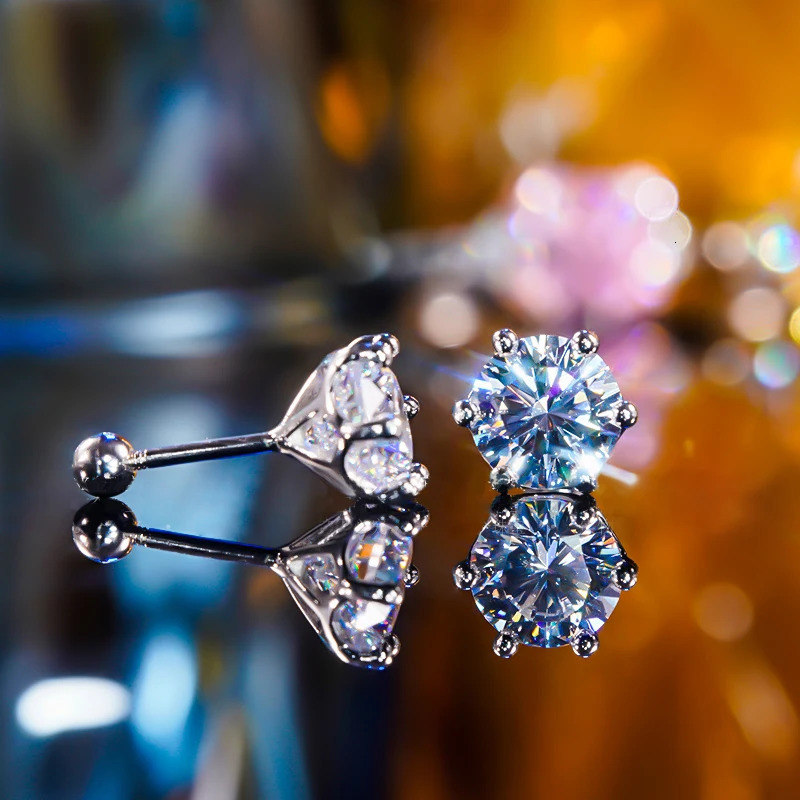 NKHOG Real 2 carat 8mm earrings for female threaded earrings 925 sterling silver jewelry pass diamond testing 241205