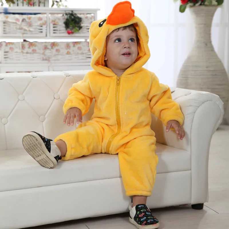 Pajamas Lemurpapa Kigurumis Duck Baby Bodysuits Boys Girls Anime Onesie Cosplay Costume Baby Romper Infant Soft Flannel Halloween 0-3Y H241205