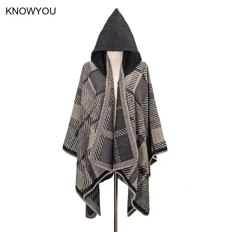 Mens cape cashmere blend cashmere cardigan mens raincoat winter warm shawl thick blanket scarf Stoll plain packaging 241205
