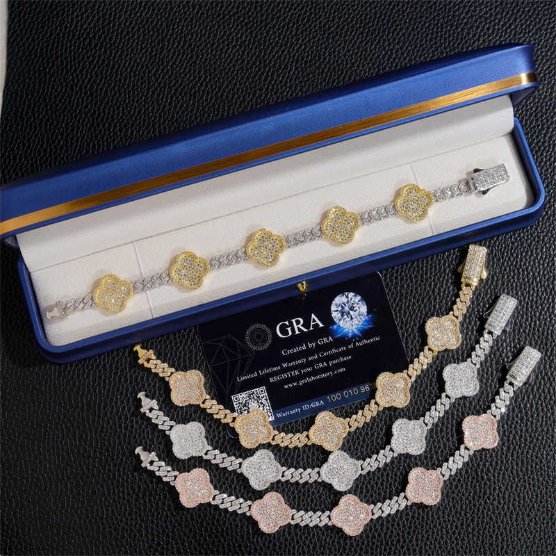 Cuban chain 6mm full set moissanite S925 silver diamond Cuban chain trendy brand necklace accessory