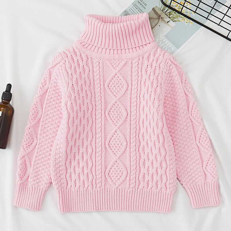 Spring New Baby Boys and Girls Sweater Turtle Neck Solid Color Baby Childrens Sweater Soft Long Sleeve Turtle Neck Winter Sweater W241205