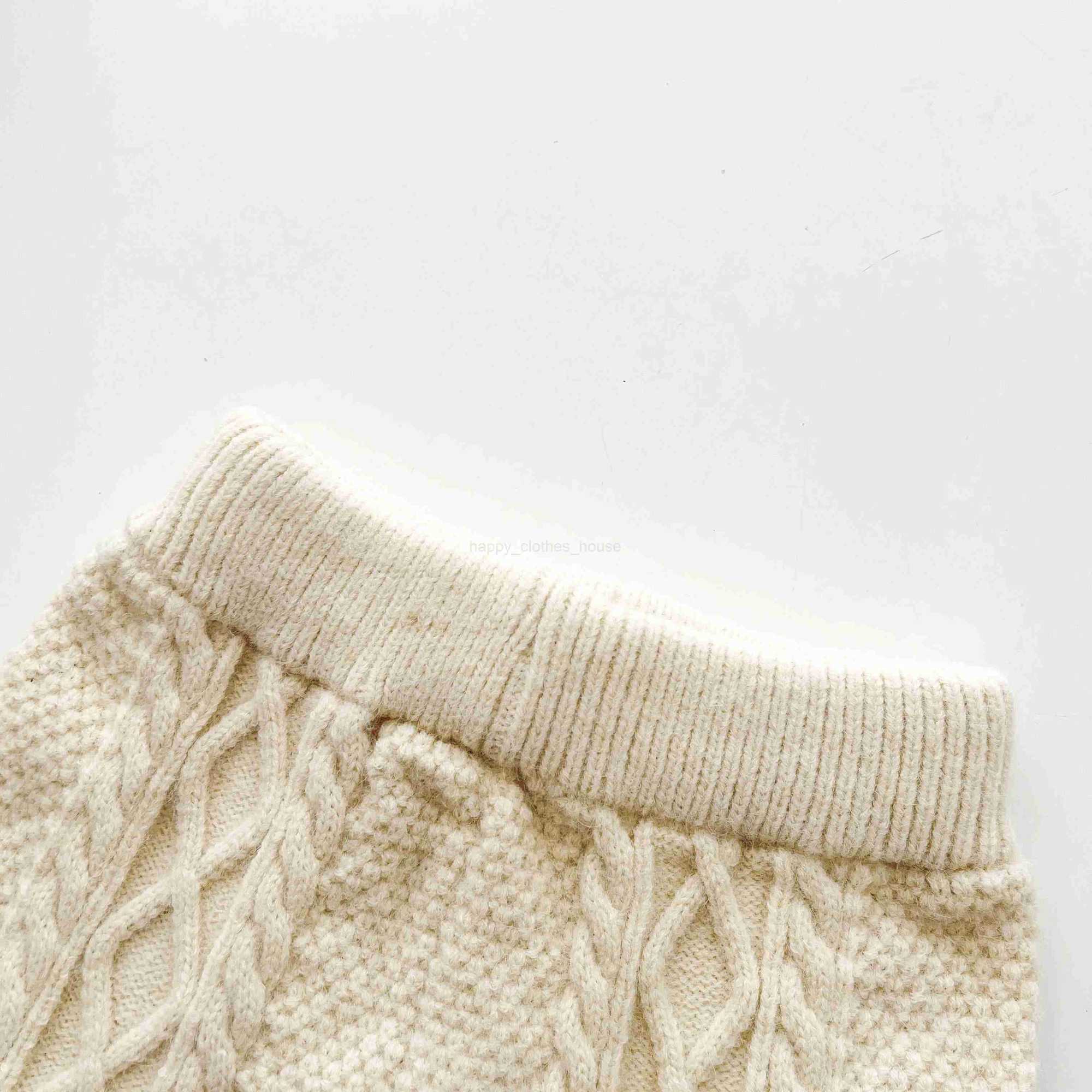 Newborn Baby Girls And Boys Spring And Autumn Cotton Set Knitted Long Sleeved Ribbed Elastic Waist Solid Simple O-neck ClothesXJ241205