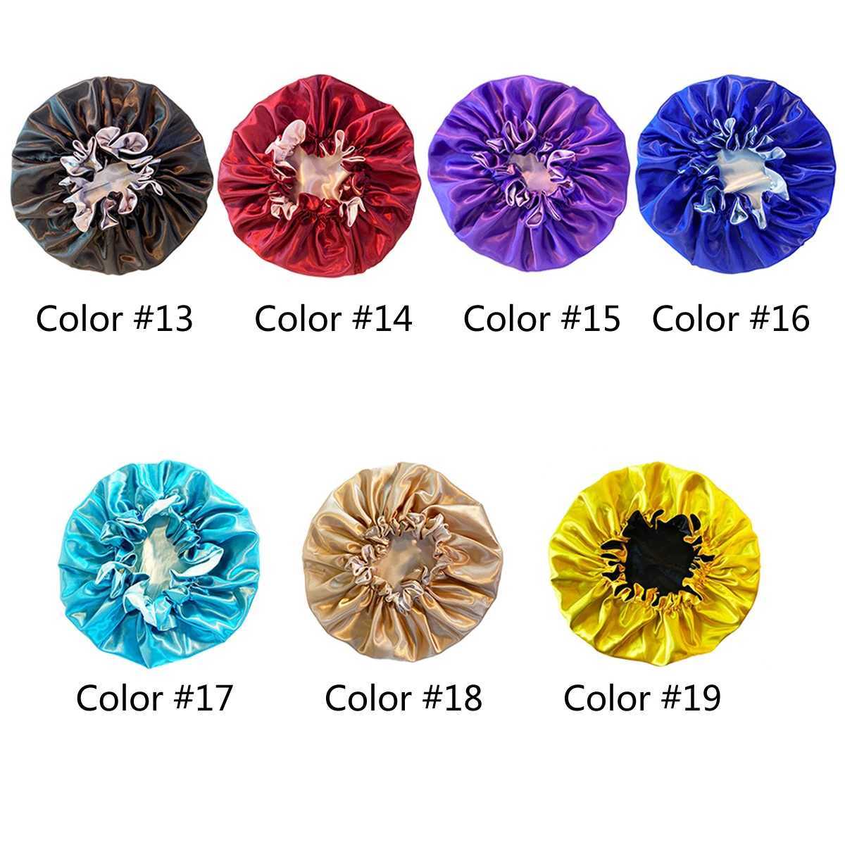 1PCS New Women Big Size Beauty Satin Lined Bonnet Women Beauty Satin Silk Bonnet Sleep C Hat For Curly Springy Hair BlackXJ241205