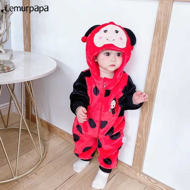 Pajamas Newborn Baby Clothes Romper Onesie Winter Infant Baby Costume Ropa bebe Soft Girls Boys Rompers Cute Bee Flannel Toddler Outfits H241205