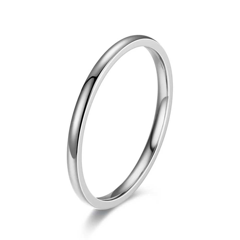 Girls use 2mm wide stainless steel ring gold/silver wedding tail ring thin and simple compact style W241205