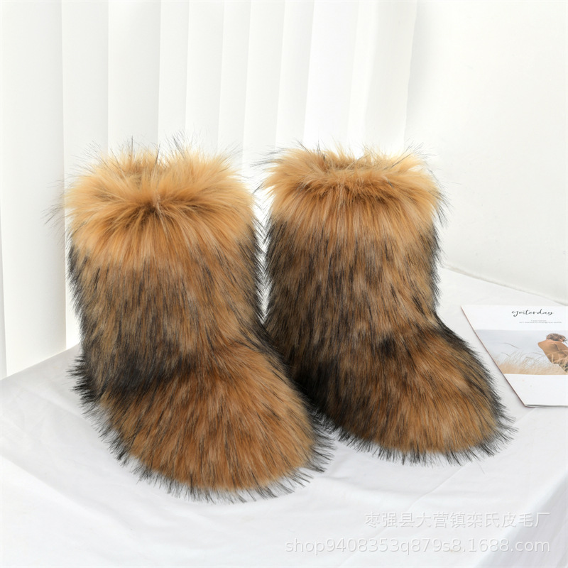 2025 Thick soled height increasing one foot warm snow boots with added fleece, Parent-children short tube warm Korean version women's cotton shoe