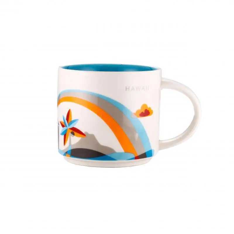 Ins City Cup US City Bone China Cup Global Ceramic Series Japan England London Paris Hawaii Chicago New York City Cup 400ML X241205