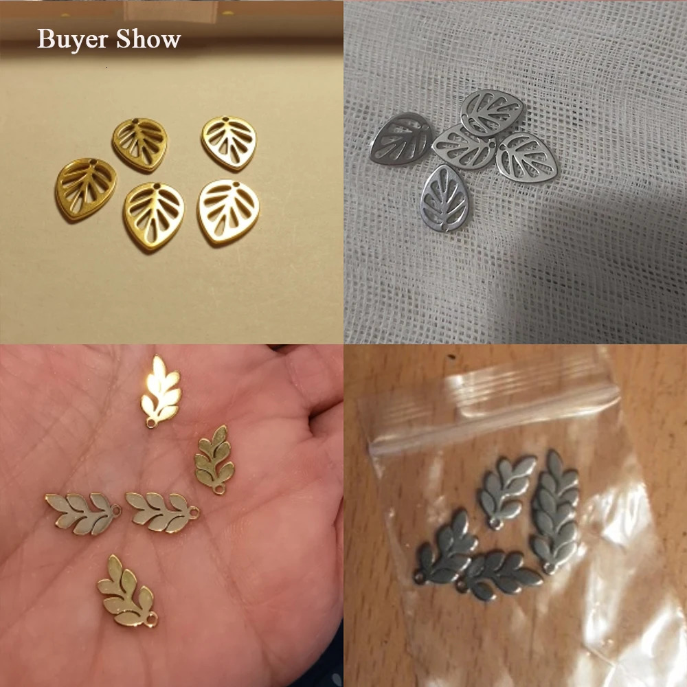 EUEAVAN 5pcs Mini Charms Stainless Steel Leaves Charm for Jewelry Making Small Plant Pendant DIY Necklace Bracelet Earrings Gift 241122