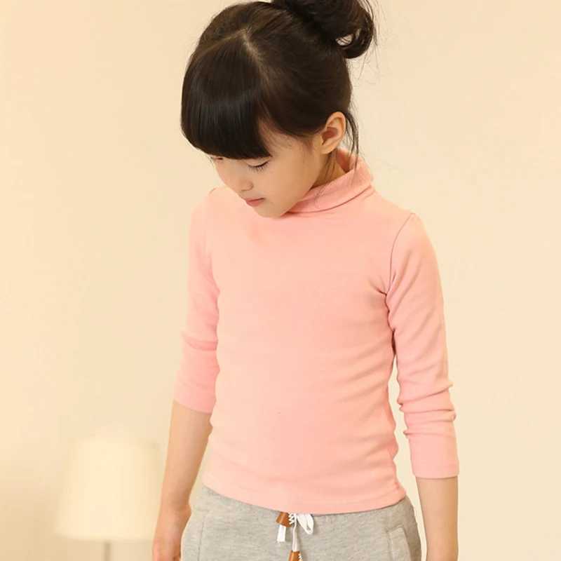 Turtleneck Baby Girl Sweater 4-12 Year Old Childrens Top Casual Cotton Autumn Clothing Childrens Clothing W241205