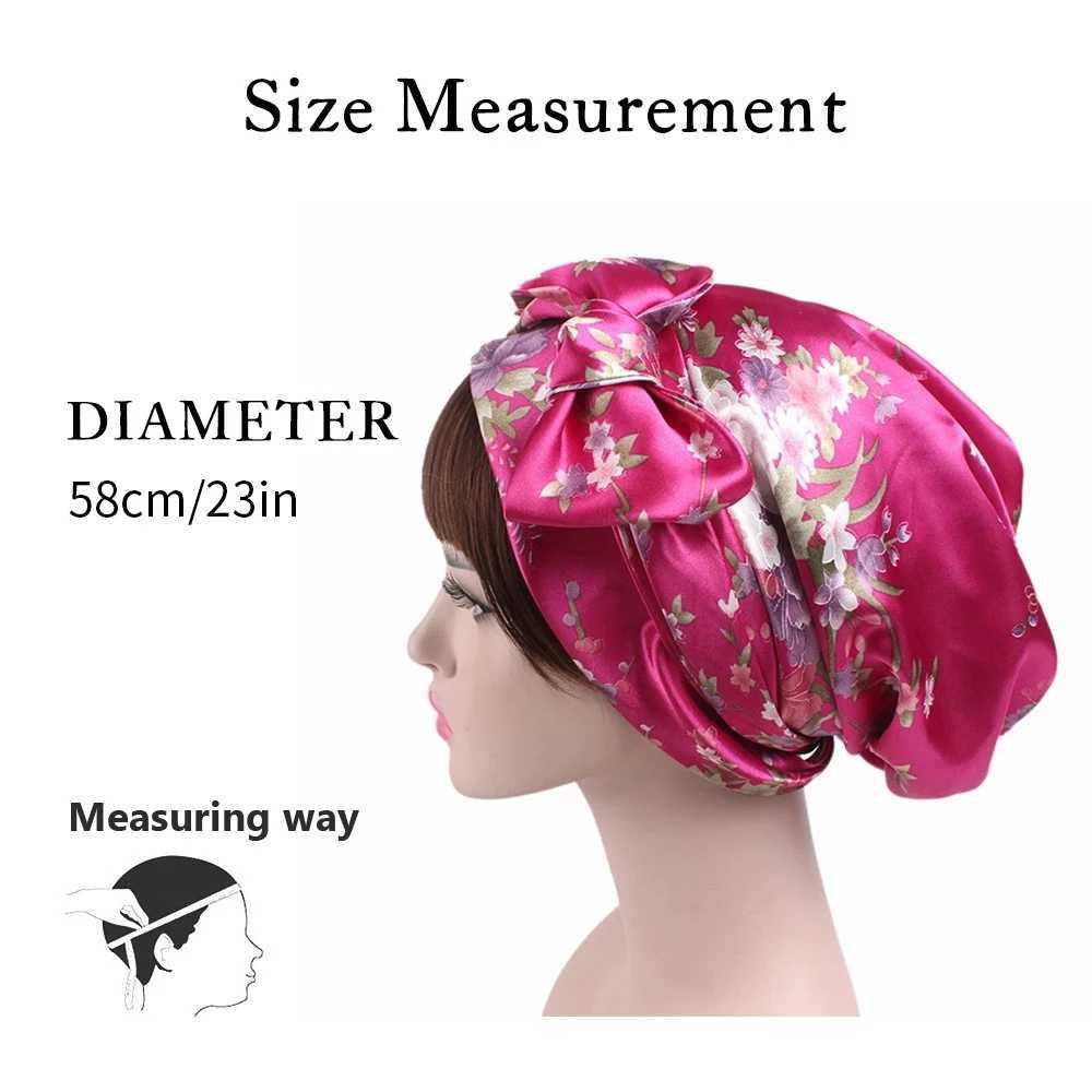 Women Silk Satin C Night Sleep C Hair Bonnet Hat Head Cover Satin Tuan Headscarf Adjustable Ladies Long Hair Care BonnetXJ241205