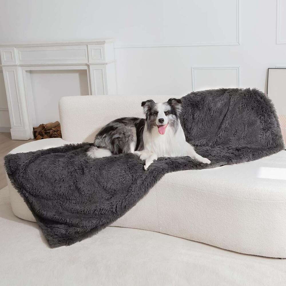 GBUNNY Waterproof Plush Long Artificial Fur Pet Super Soft Fluffy Bed Sofa Cover Washable - High Quality Flannel Sedative Blanket for Puppies and Cats