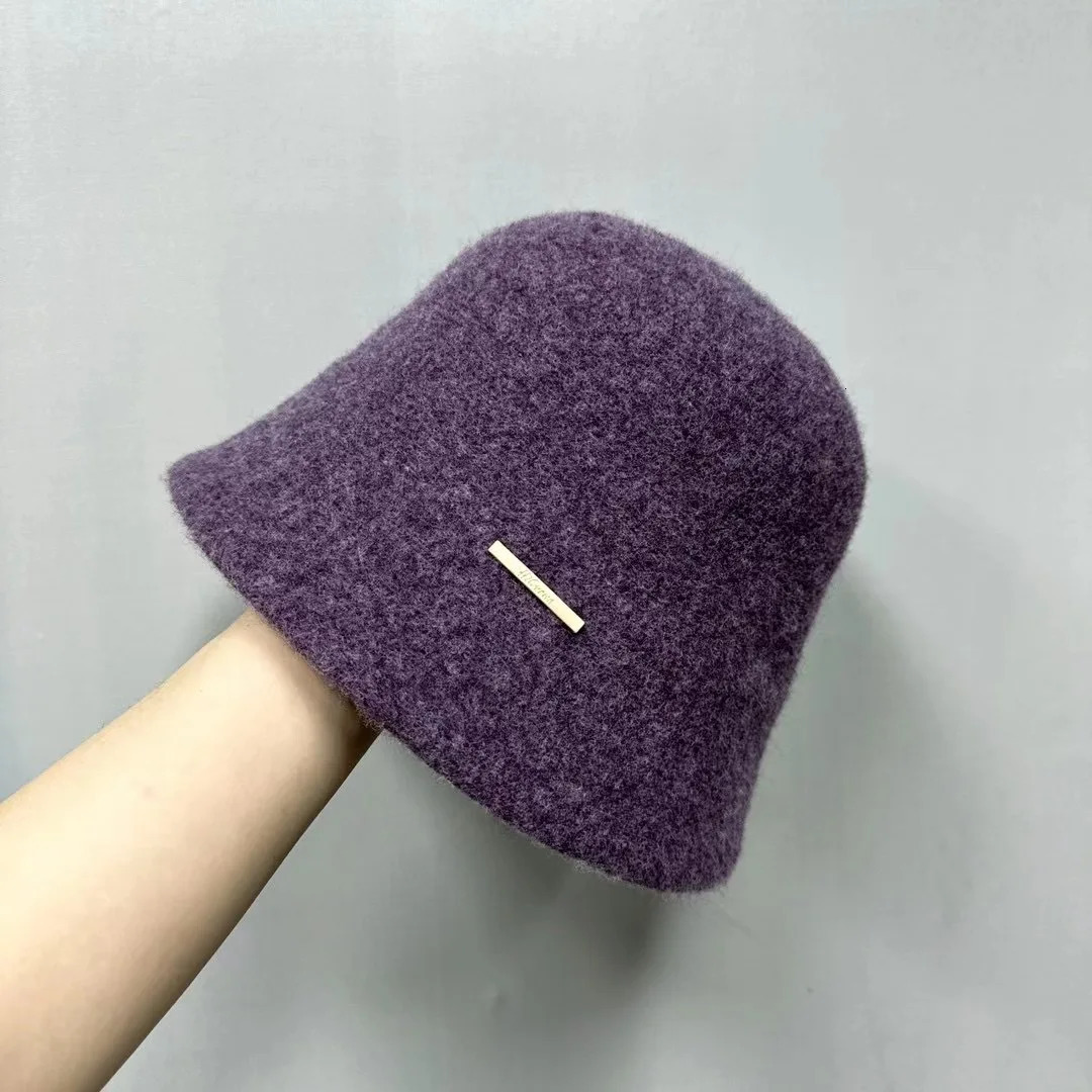MAXSITI U-shaped winter wool bucket hat womens retro red warm versatile basin hat warm knit purple hat hat 241205