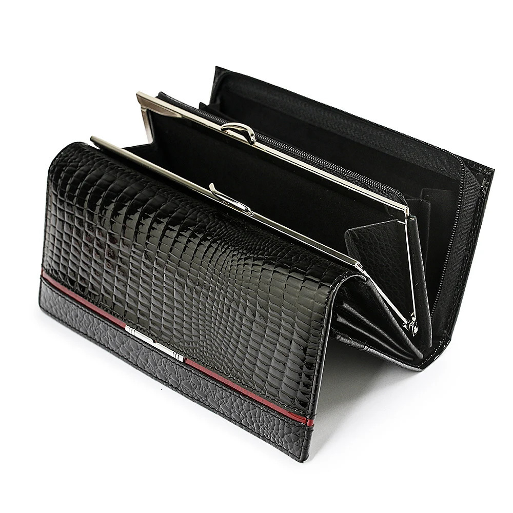 Women Genuine Leather Purse Alligator Pattern Ladies Long Wallets Money Bag with Coin Card Holder Clutch 241204