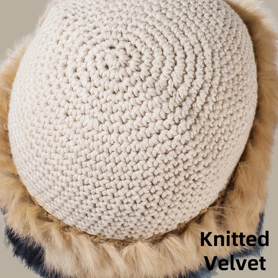 Autumn and Winter Dopamine Stripe Patch Colorful Rabbit Hair Handmade Knitted Hat Womens Display Mini Winter Warm Hat 241205