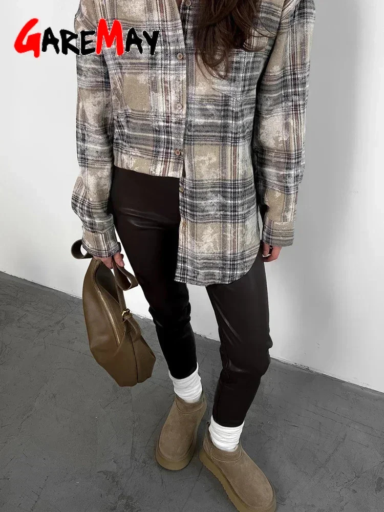 Winter Womens Leather Pants Black Slim Zipper Casual Leather Trousers Pencil Thick Brown Pu Faux Leather Pants for Women 2024 241204