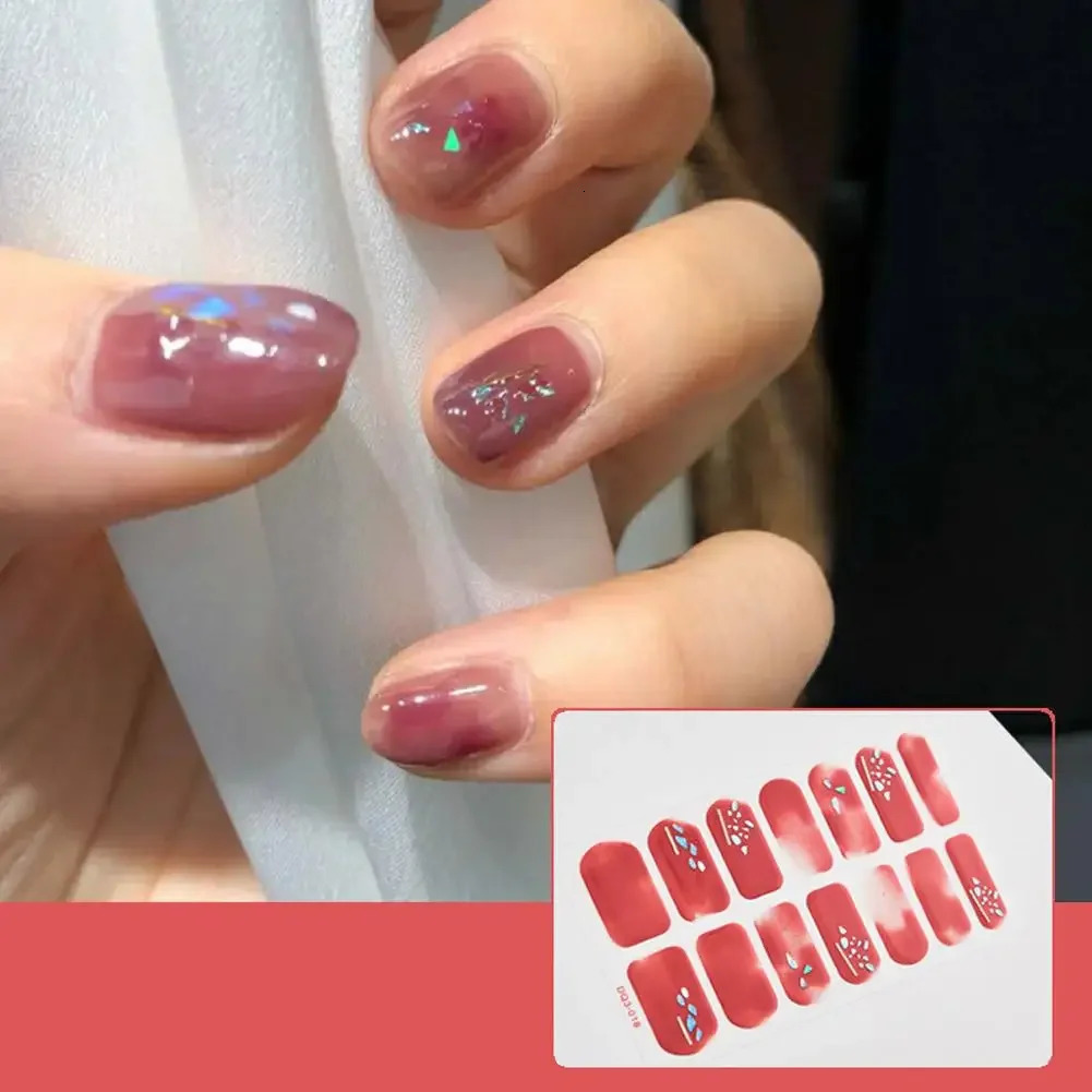 Healler semi curing gel nail art sticker for nail art DIY manual salon 3d laser stamping nail art sticker Japanese color 241205