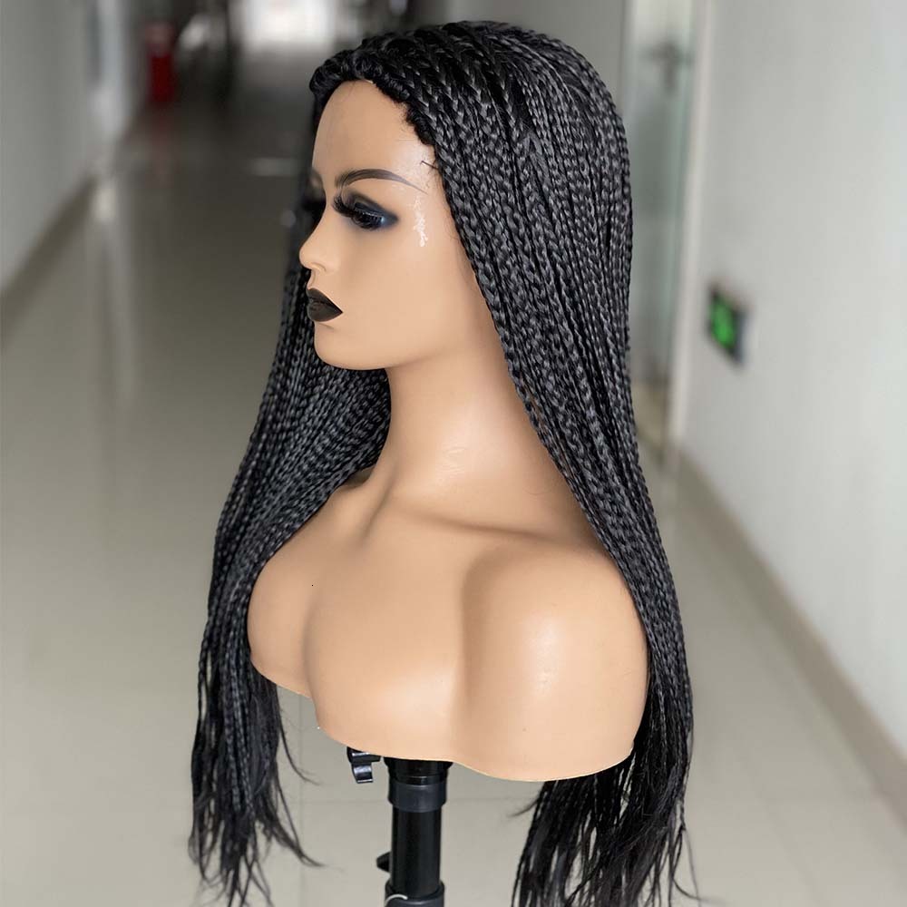 For Black Women Ombre Synthetic Braids Long Box Braided Wigs Fake Scalp Braiding Hair Cosplay Hine Wig