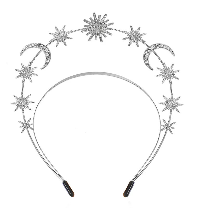 ZANLLOY Fashion Metal Moon And Stars Handmade DIY n Hairband Bridal Crown Wedding Headdress Jewelry 241122