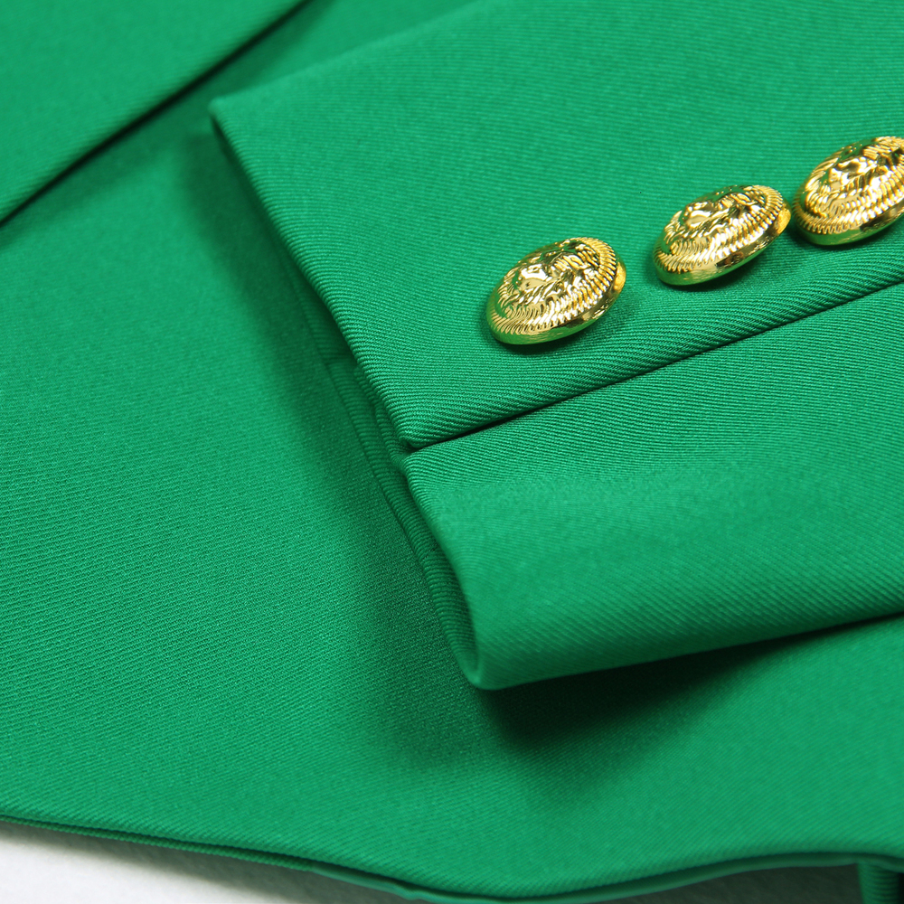 S-Xxl Rainbow Color Fashion Classic Solid Double Row Gold Button Long Sleeve Slim Fit Temperament Commuter Casual Woman Blazer