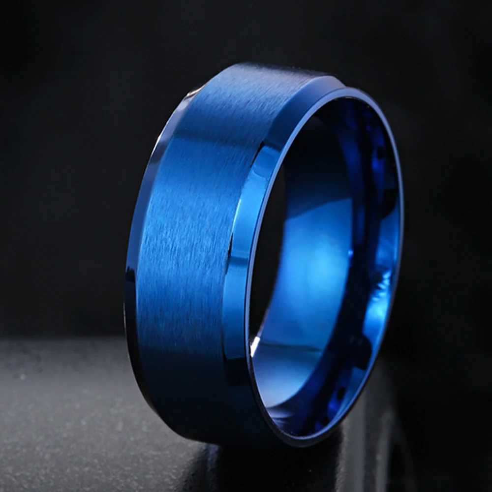 8mm gold brushed stainless steel ring suitable for men and women simple rings wedding bands couple jewelry accessories W241205