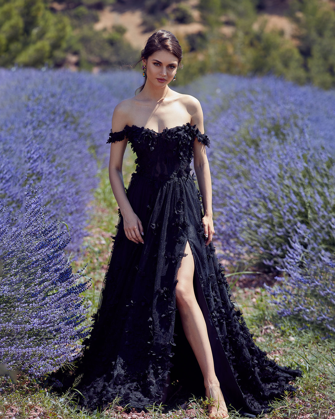 Beaded Charming Prom Dresses Side Split Evening Gowns Off The Shoulder Necke Sweep Train Tulle Special Ocn Formal Wear