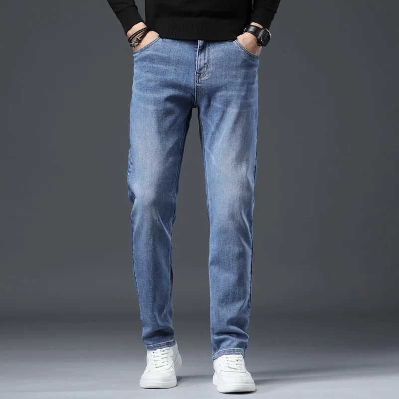 2023 Spring/Autumn Brand Suitable for Straight Leg Classic Business Casual Jeans Young Mens Mid Waist Slim Fit Jeans W241205