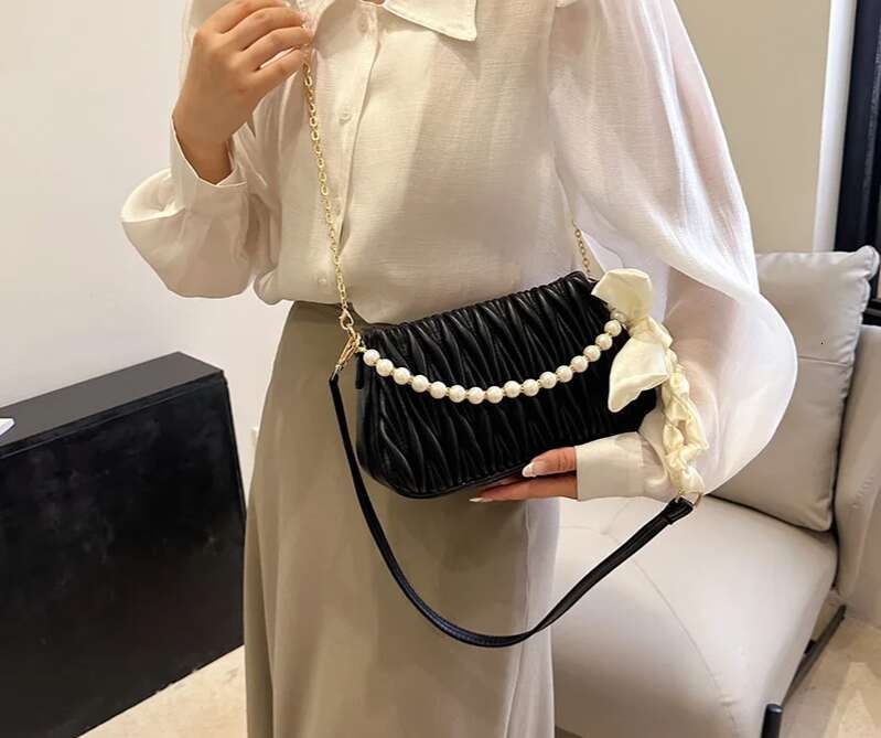 Design O Small Pearl Handbag For Women With A Foreign Style Texture All Draped Chain Single Shoulder Crossbody Bag