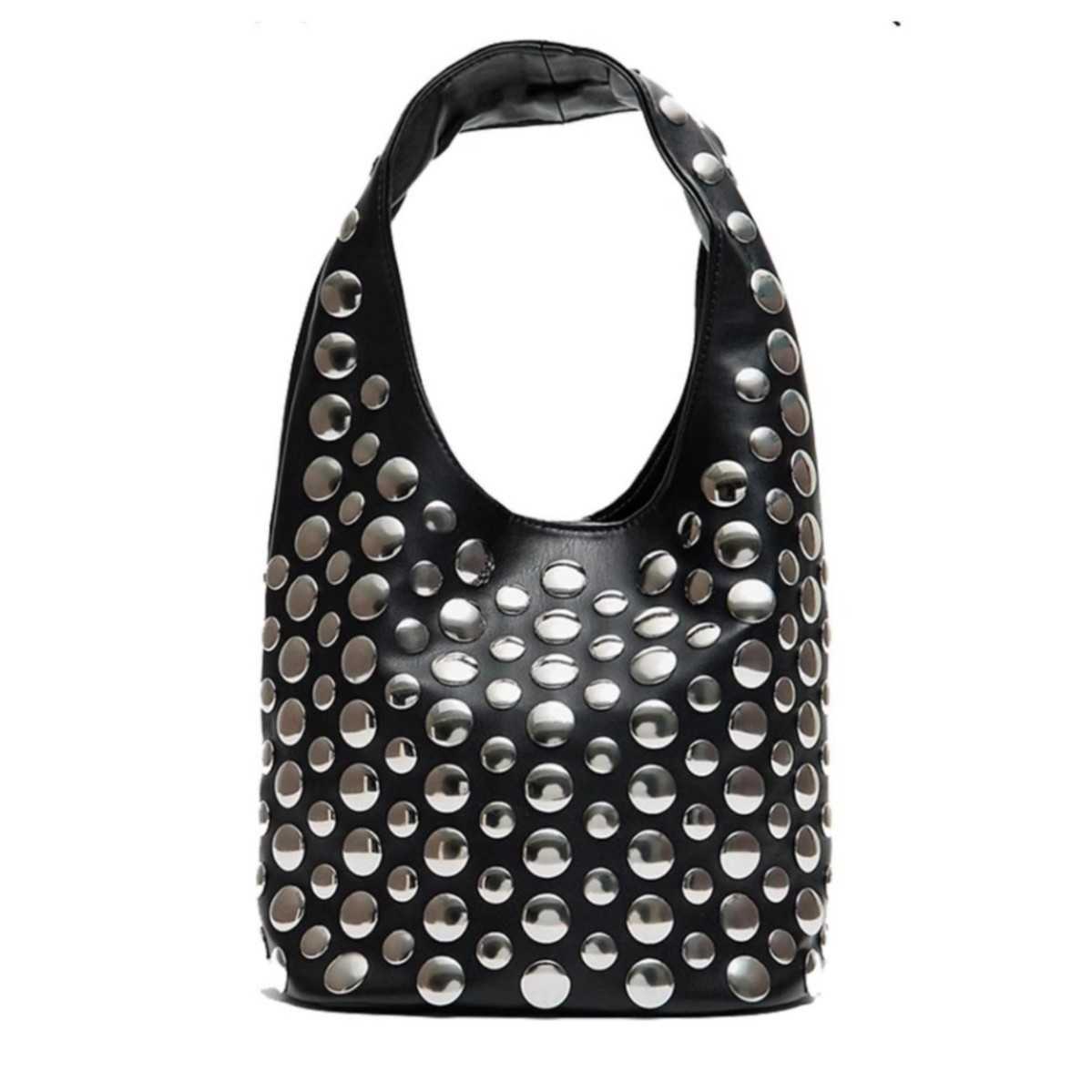 Fashionable women's bag autumn winter casual personality cool niche dot rivet underarm bag handbag 241215