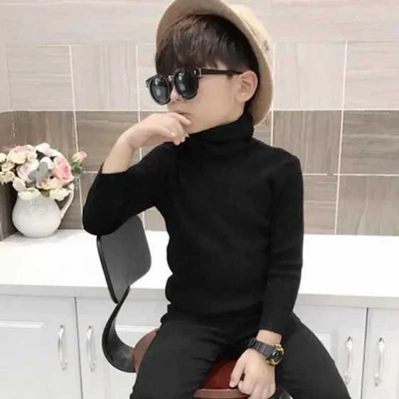 Baby Girl Winter Turtle Neck Knitted Sweater 2024 Autumn Children Boys Pulling Children Knitted W241205