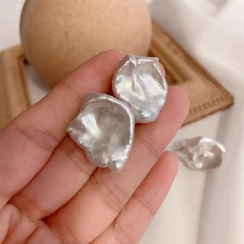 BaroqueOnly A Natural Baroque Pearl Earrings 925 Pure Silver Anti Allergy Earrings Jewelry 13-19mm EBB 241205