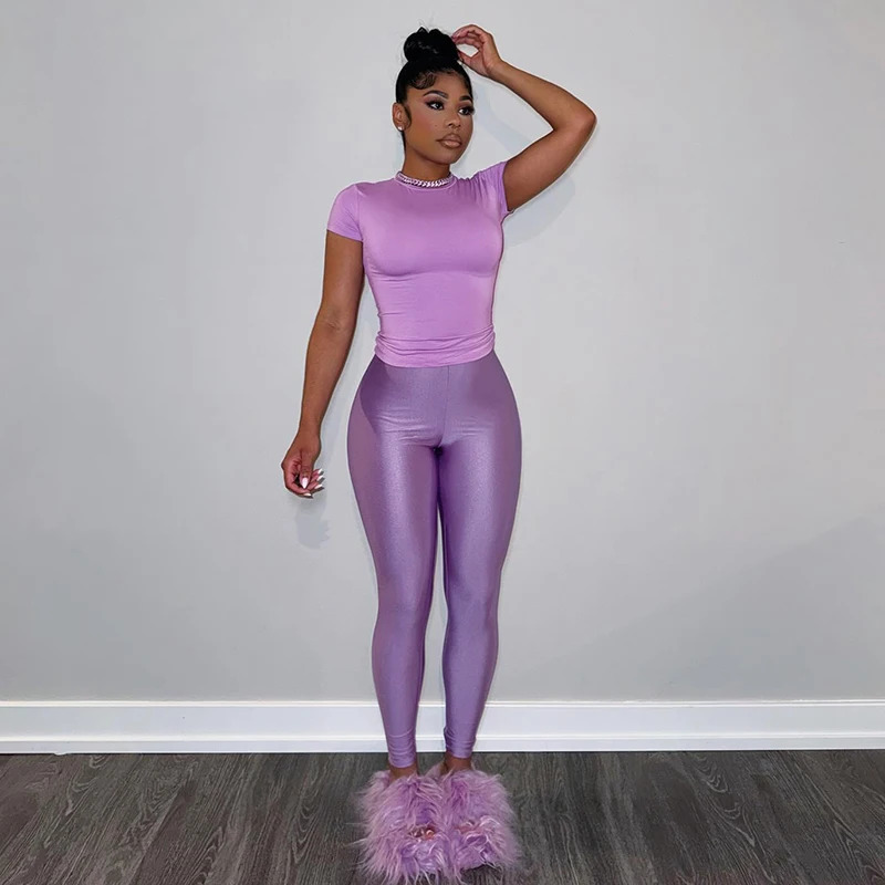 BUILDINGB Women Casual Tracksuit Sport Pants In Matching Two Piece Set Slim Sexy T Shirt Tops Long High Waisted Leggings Pan 241204