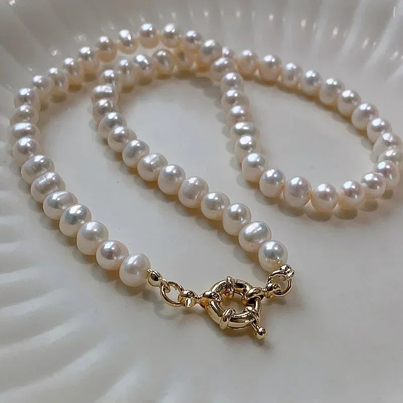 High quality natural freshwater pearls with 14K gold filling womens bead chains necklaces promotional jewelry gifts 241205